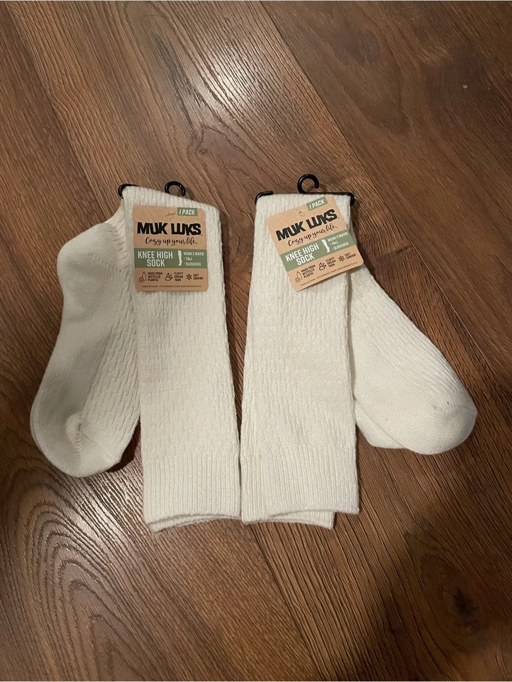 Muk Luks Cream Knee High Socks - 2 Pack